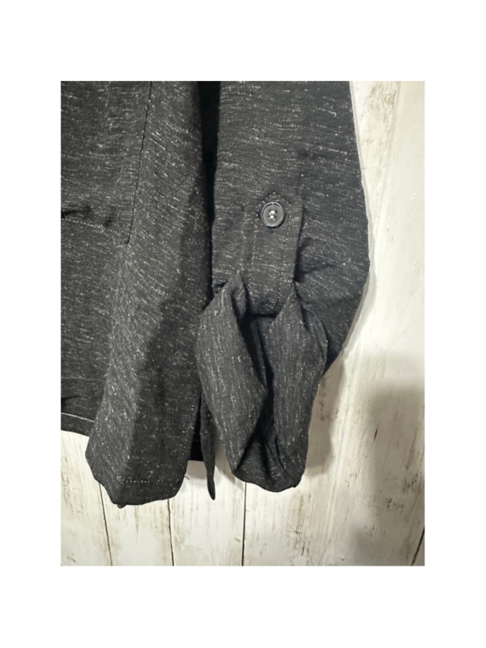 NWT Max Studio Size L Heather Black Linen Blend Roll Tab Utility Blouse - Picture 5 of 8